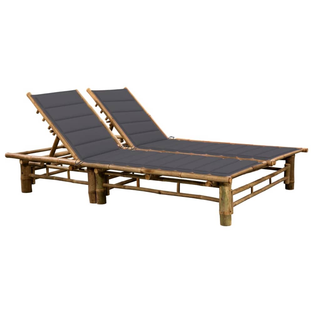 vidaXL 2-Person Sun Lounger with Cushions Bamboo vidaXL 2-Person Sun Lounger with Cushions Bamboo