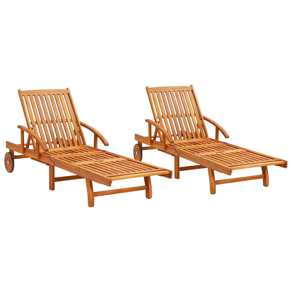 vidaXL Sun Loungers 2 pcs Solid Acacia Wood vidaXL Sun Loungers 2 pcs Solid Acacia Wood