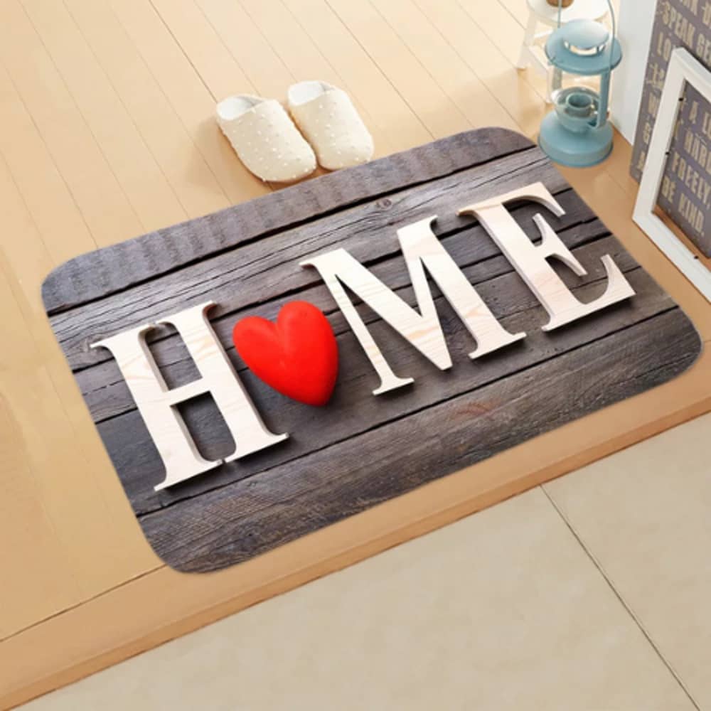 Deals For Less - Home Floor Mat Home With Red Heart Design Gray Color
