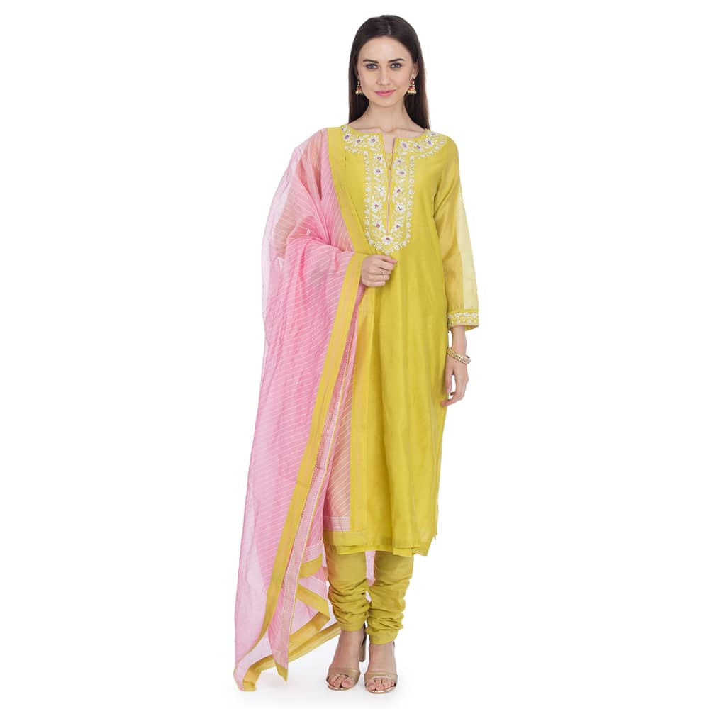 BIBA Mustard Straight Kurta Set Size 36