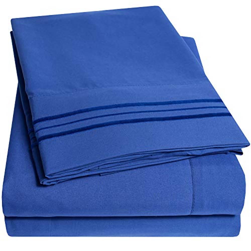 Sweet Home Collection 1500 Supreme Collection Bed Sheet Set - Extra Soft, Elastic Corner Straps, Deep Pockets, Wrinkle & Fade Resistant Hypoallergenic Sheets Set, Luxury Hotel Bedding, King, Royal Blue