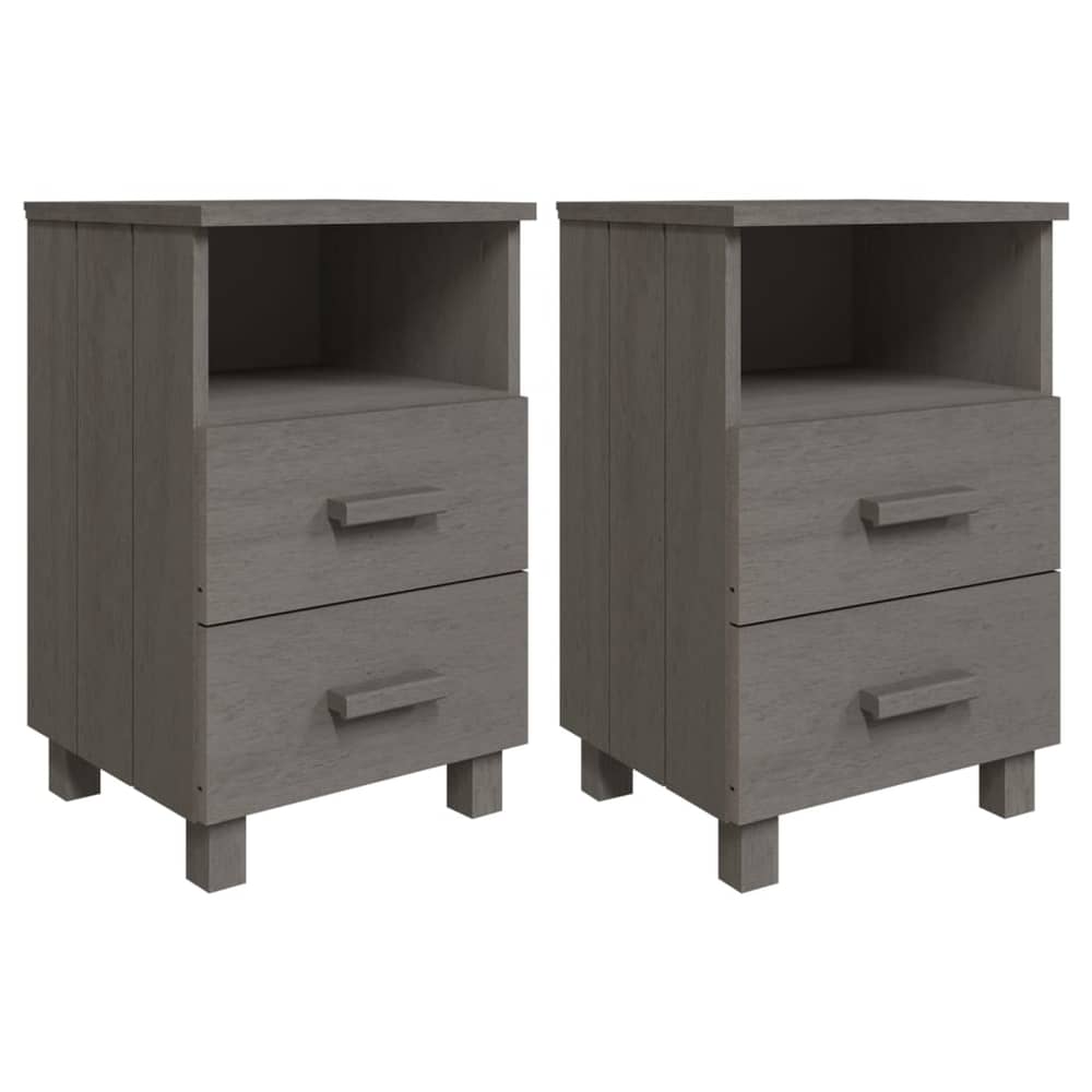 vidaXL Bedside Cabinets HAMAR 2 pcs Light Grey 40x35x62 cm Solid Wood vidaXL Bedside Cabinets HAMAR 2 pcs Light Grey 40x35x62 cm Solid Wood