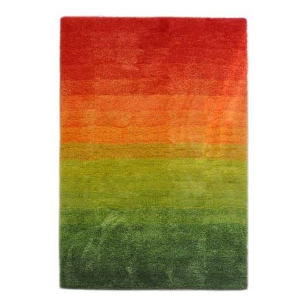 Shaggy Modern Design Carpet Green/Orange/Red