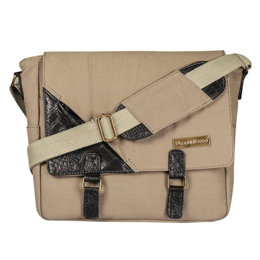 Mounthood 15inch Laptop Messenger Bag / Shoulder Sling Bag For Men & Women - Premium Quality Canvas - Pontus