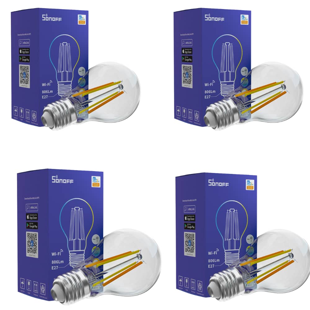 Sonoff Smart Wi-fi Led Filament Bulb E27, 7w 806lm-15,000hrs-warm And Cold White (4 Pack) Sonoff Smart Wi-fi Led Filament Bulb E27, 7w 806lm-15,000hrs-warm And Cold White (4 Pack)