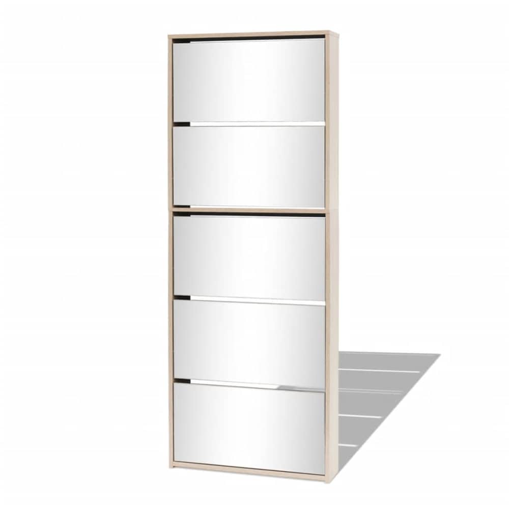 vidaXL Shoe Cabinet 5-Layer Mirror Oak 63x17x169.5 cm vidaXL Shoe Cabinet 5-Layer Mirror Oak 63x17x169.5 cm