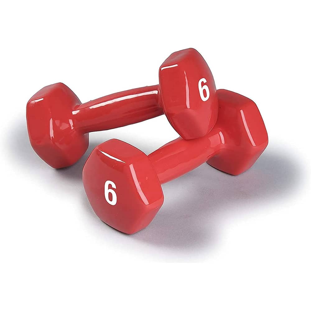 ULTIMAX 2Pcs Fitness Vinyl Dumbbell Hand Weights All-Purpose Color Coded Dumbbell for Strength Training Yoga Dumbbell RED (6 kg) ULTIMAX 2Pcs Fitness Vinyl Dumbbell Hand Weights All-Purpose Color Coded Dumbbell for Strength Training Yoga Dumbbell RED (6 kg)