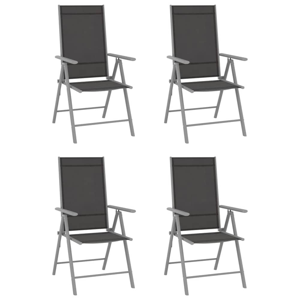 vidaXL Folding Garden Chairs 4 pcs Textilene Black vidaXL Folding Garden Chairs 4 pcs Textilene Black