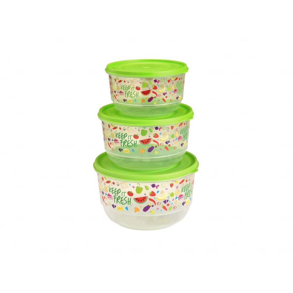 Trendy Round Food Saver With Iml Design 3 Pcs Set (1 L + 1,8 L + 2,6 L ) Trendy Round Food Saver With Iml Design 3 Pcs Set (1 L + 1,8 L + 2,6 L )