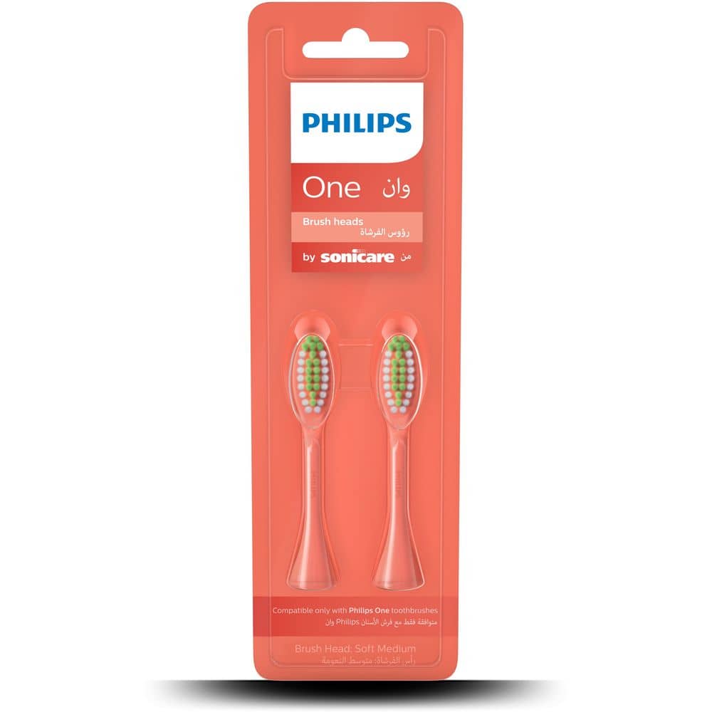 Philips One By Sonicare, 2 Brush Heads, Miami Coral, Bh1022/01