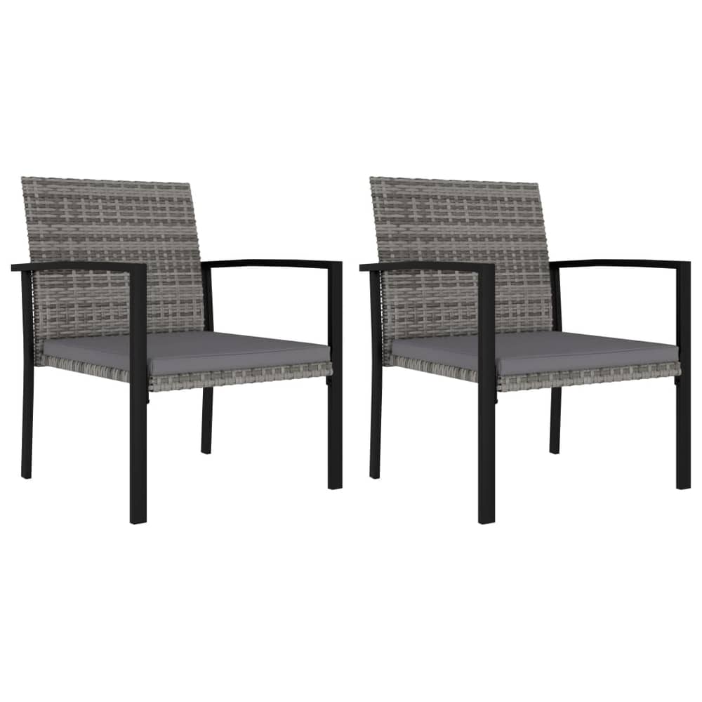 Vidaxl Garden Dining Chairs 2 Pcs Poly Rattan Grey