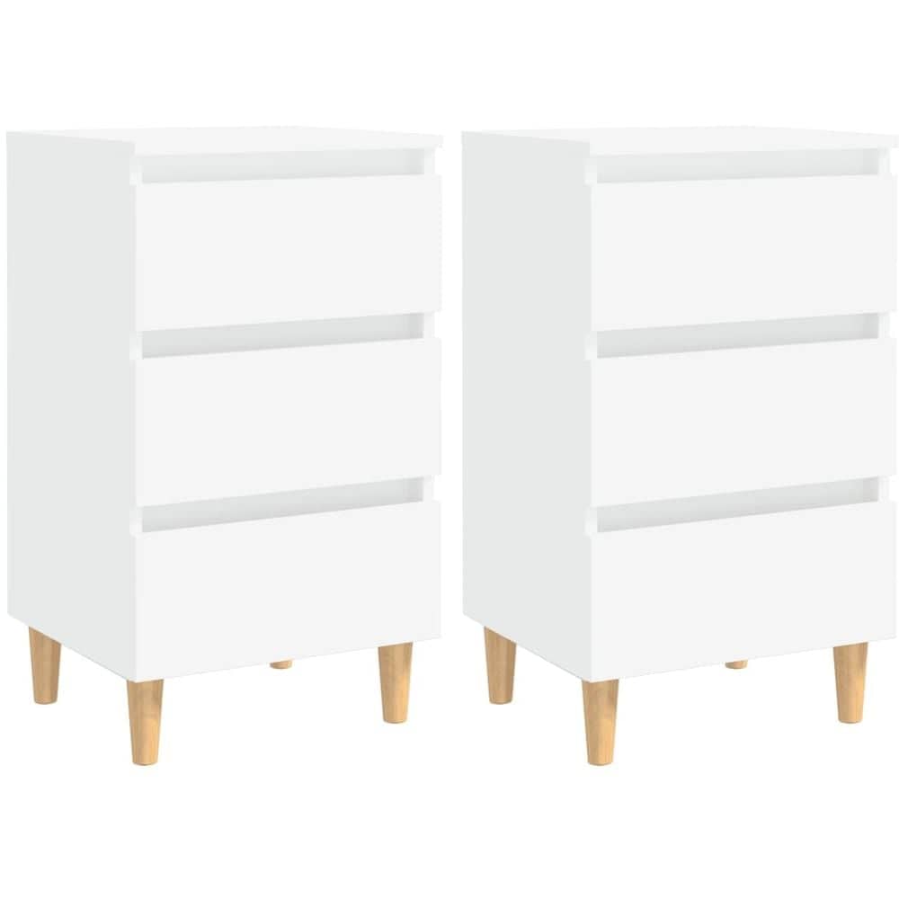 Vidaxl Bed Cabinets With Solid Wood Legs 2 Pcs White 40x35x69 Cm
