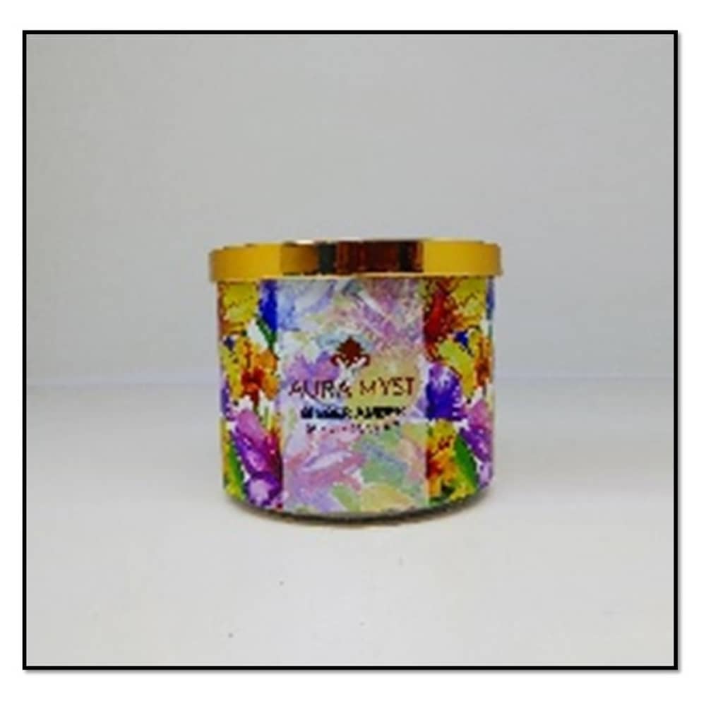 Aura Myst 10oz Pearl Glass Jar Candle With Lid Santal Noir