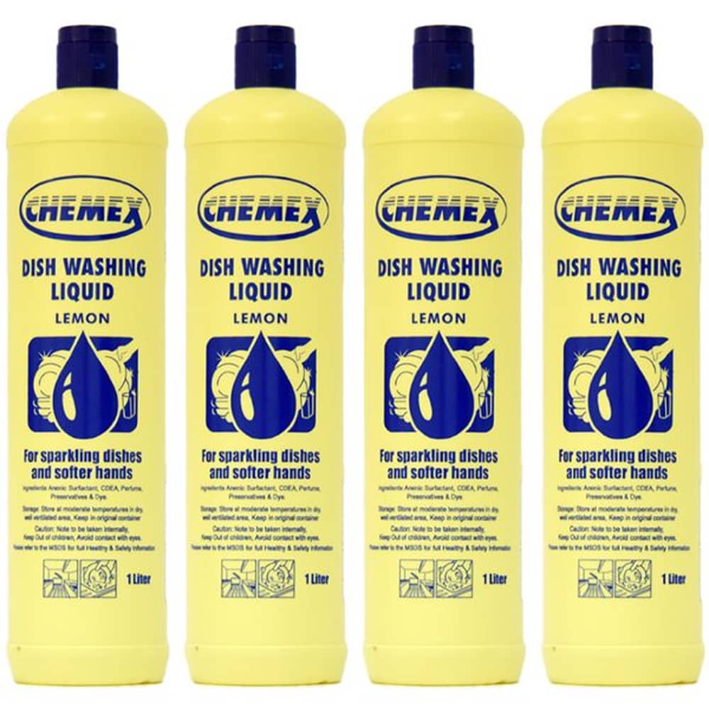 Chemex Dish Washing Liquid Lemon 1 Liters, Pack of 4