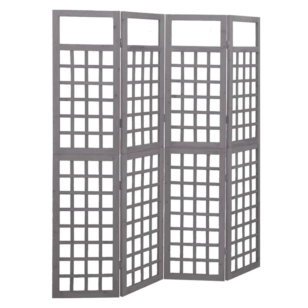 Vidaxl 4-panel Room Divider/trellis Solid Fir Wood Grey 161x180 Cm Vidaxl 4-panel Room Divider/trellis Solid Fir Wood Grey 161x180 Cm