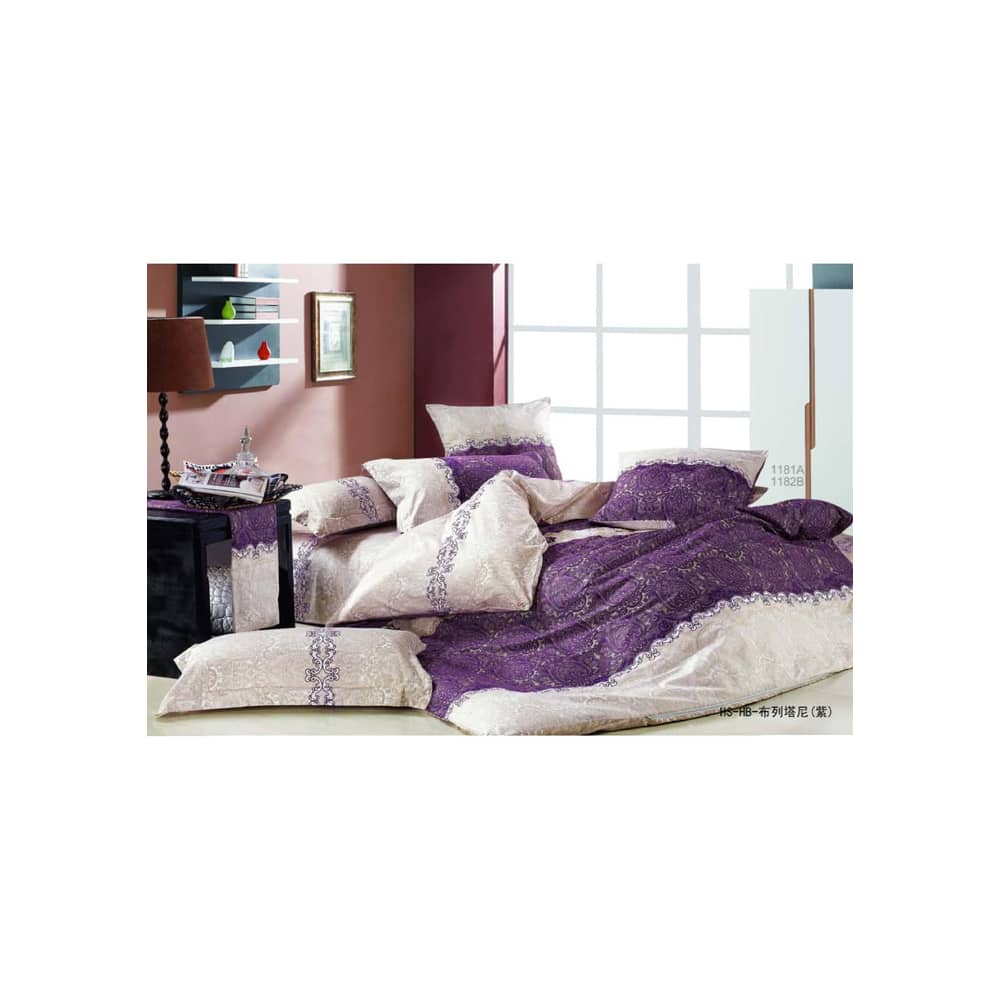 4pcs Comforter Set Light Pink/Purple Printed 4pcs Comforter Set Light Pink/Purple Printed