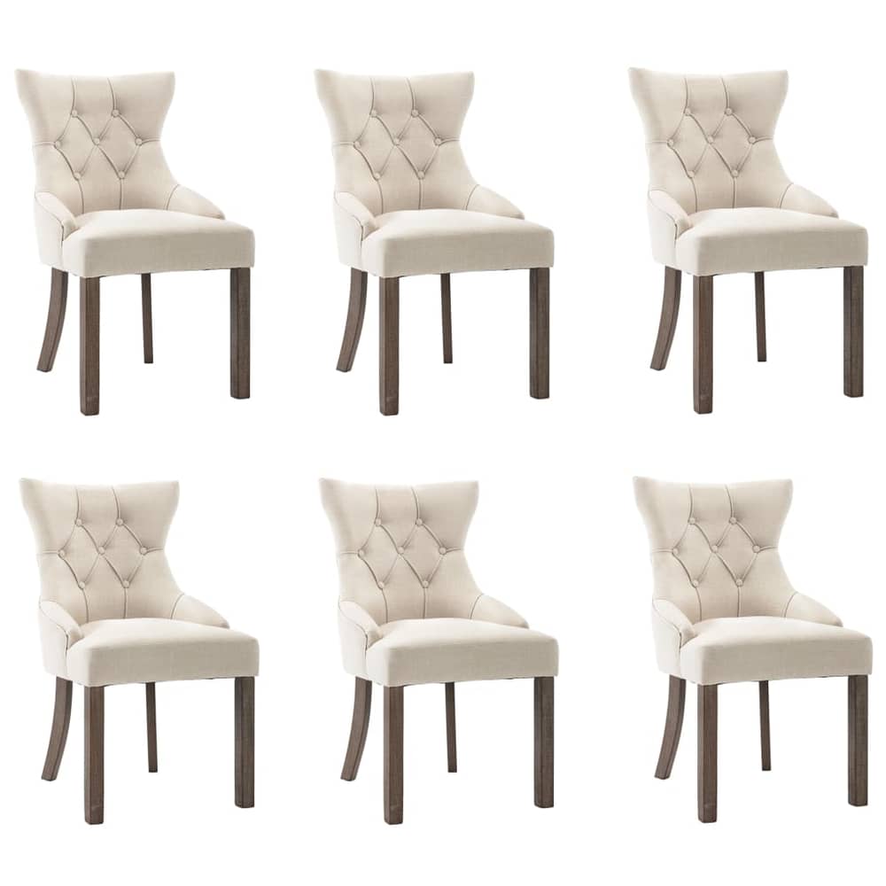 vidaXL Dining Chairs 6 pcs Beige Fabric vidaXL Dining Chairs 6 pcs Beige Fabric