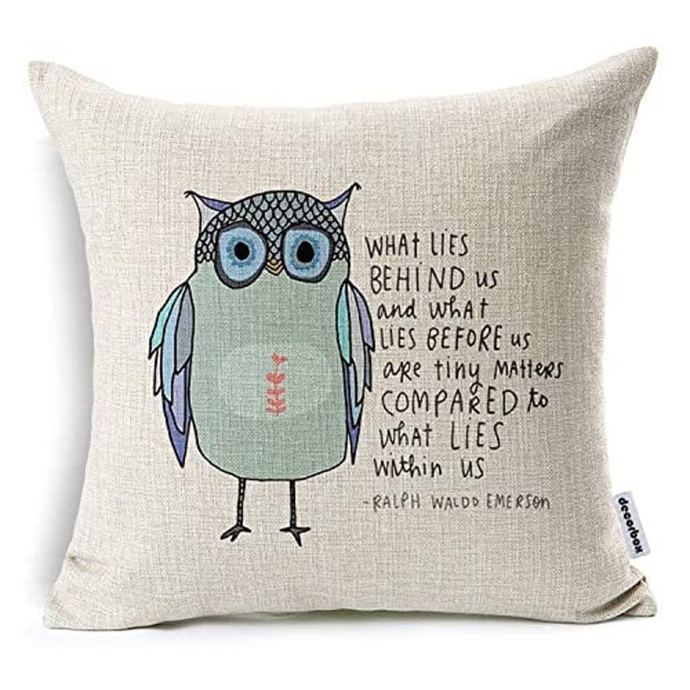Decorbox Cotton Linen Square Throw Pillow Case Decorative Cushion Cover Pillowcase Owl Sayings (45Cm45Cm, Oil) Decorbox Cotton Linen Square Throw Pillow Case Decorative Cushion Cover Pillowcase Owl Sayings (45Cm45Cm, Oil)