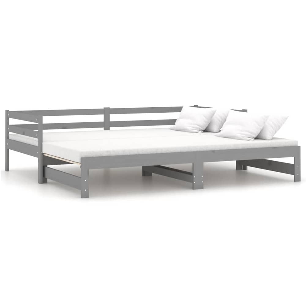 Vidaxl Pull-out Day Bed Grey Solid Pinewood 2x Vidaxl Pull-out Day Bed Grey Solid Pinewood 2x