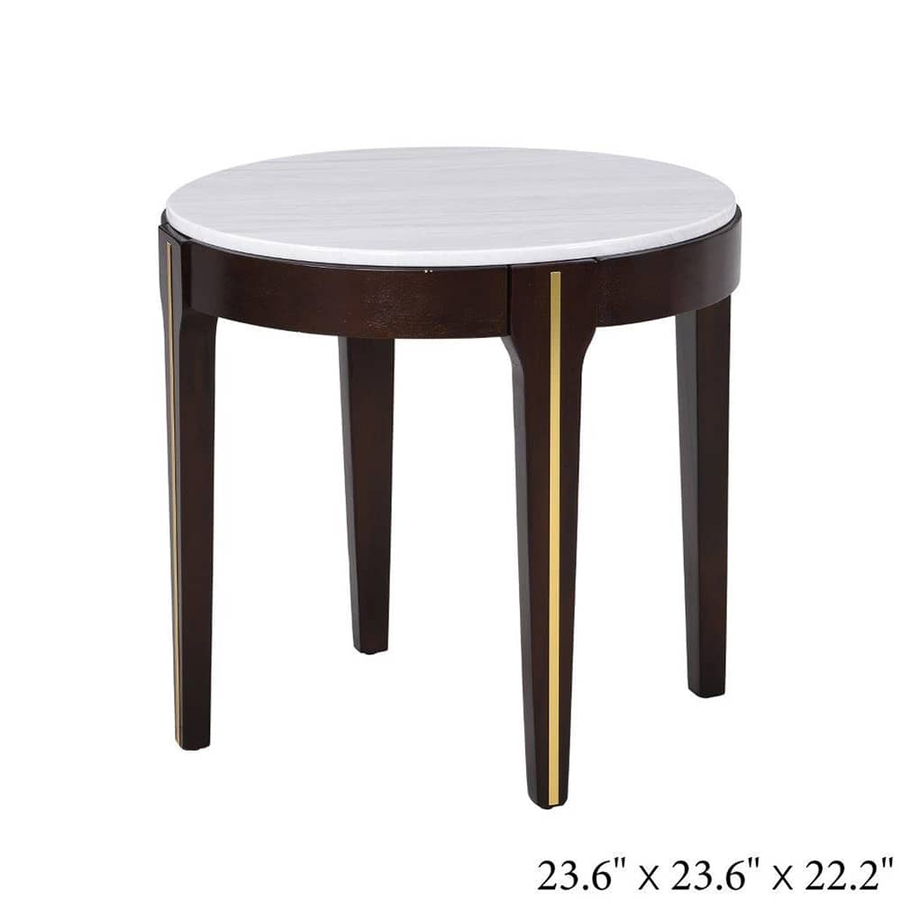 Danube - Cody End Table-white Marble / Dark Oak