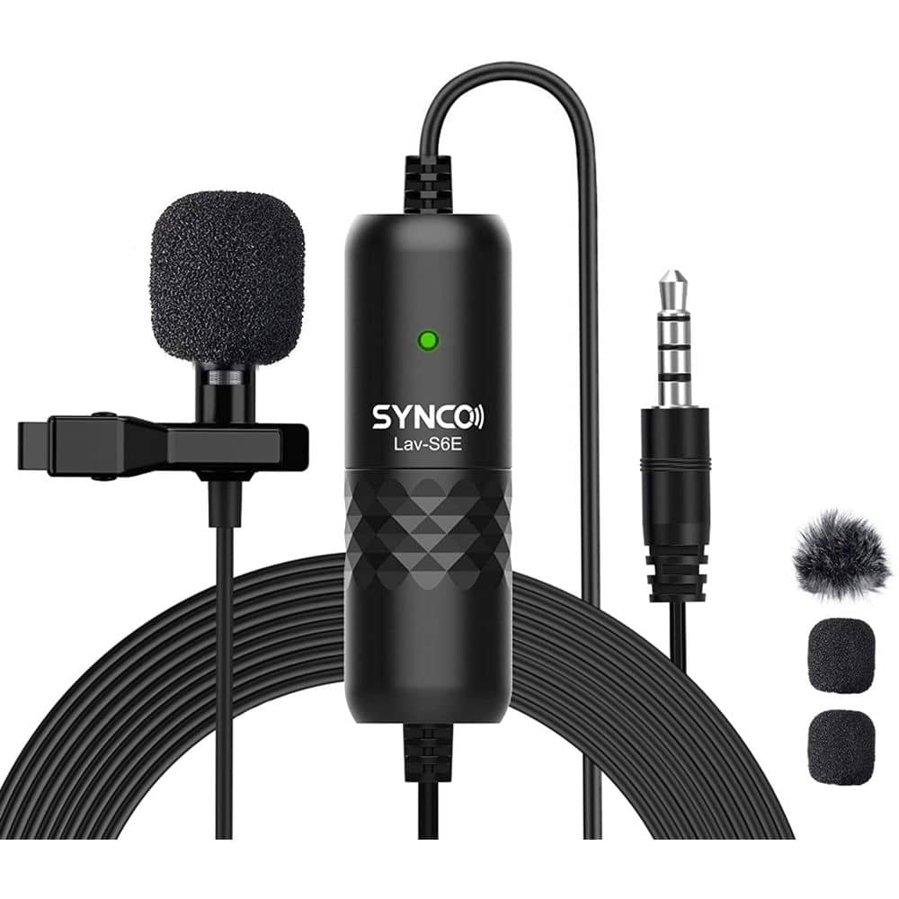 Synco Lavalier Omnidirectional Collar Microphone with Cable Black