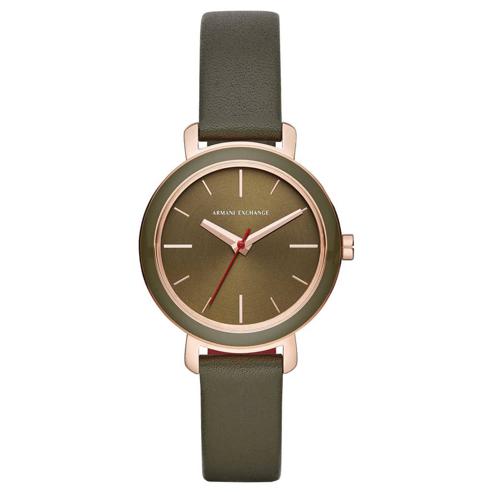 Armani Exchange AX5701 Green Leather Analog Women Watch Armani Exchange AX5701 Green Leather Analog Women Watch