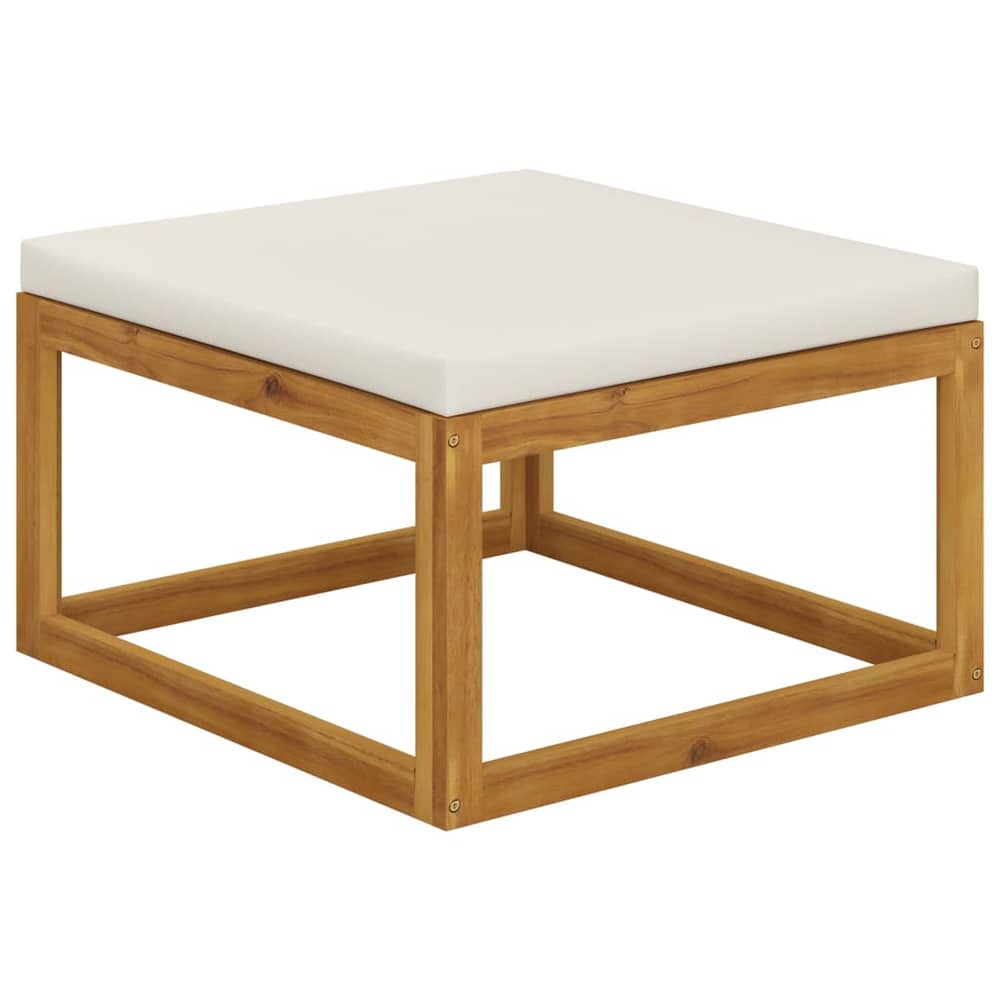 Vidaxl Footrest With Cream White Cushion Solid Acacia Wood Vidaxl Footrest With Cream White Cushion Solid Acacia Wood