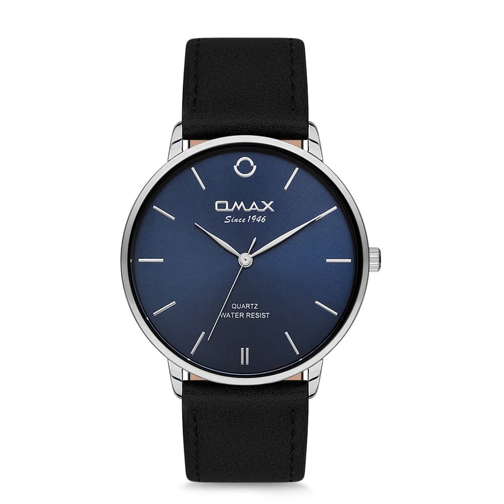 Omax Classic Series Black Leather Analog Watch For Men HX01P42I