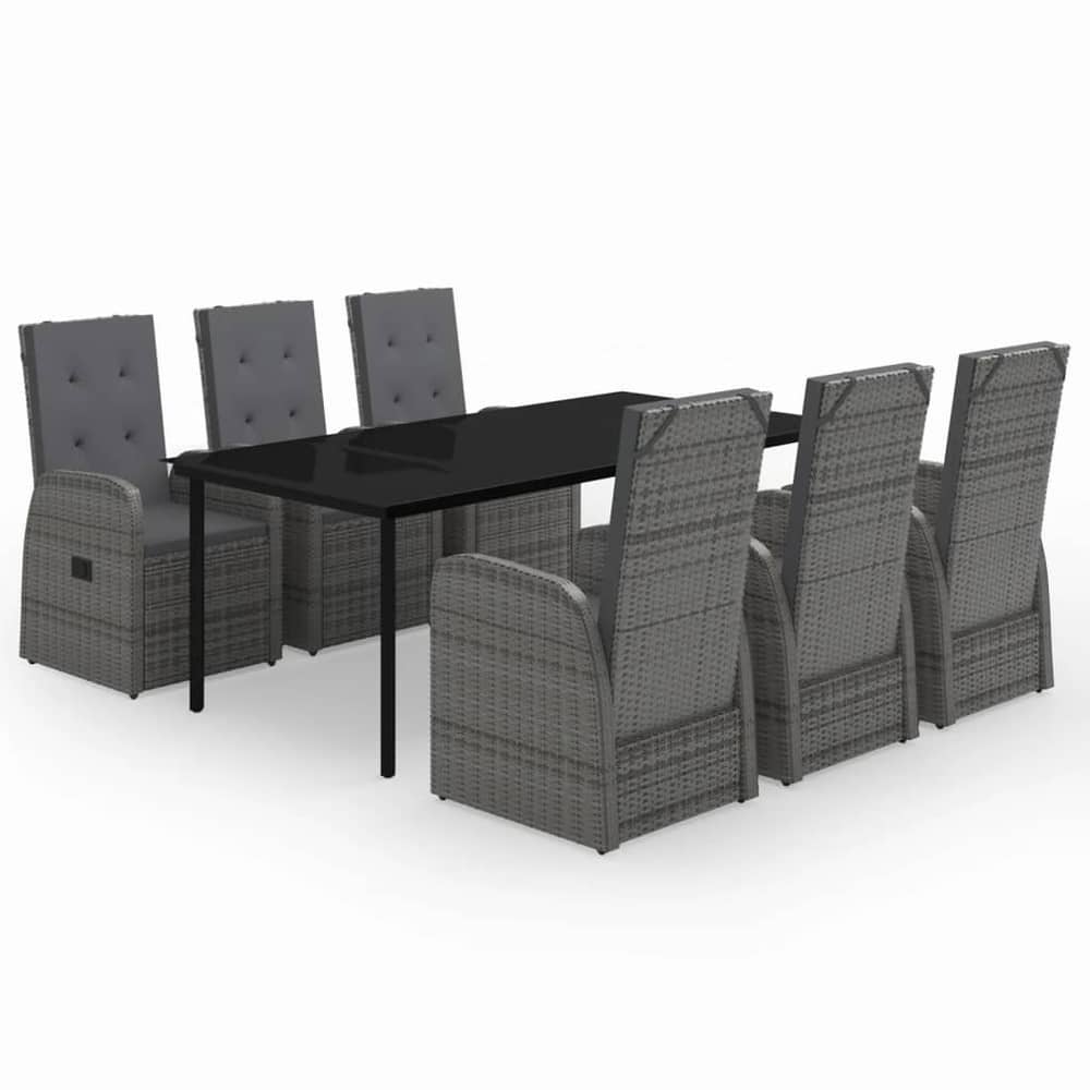 vidaXL 7 Piece Garden Dining Set with Cushions Grey vidaXL 7 Piece Garden Dining Set with Cushions Grey