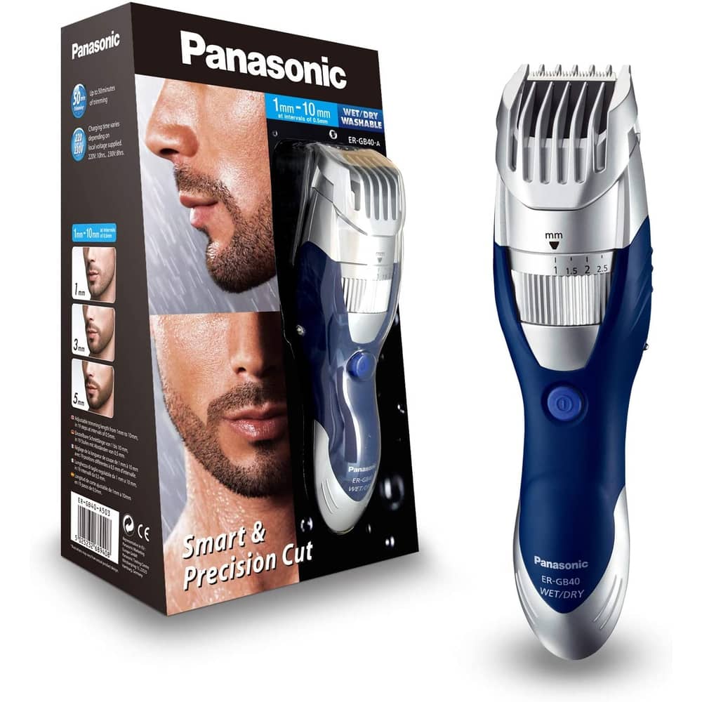 Panasonic ER-GB40 Wet and Dry Electric Beard Trimmer for Men with 19 Cutting Lengths Standard UK 3pin plug Panasonic ER-GB40 Wet and Dry Electric Beard Trimmer for Men with 19 Cutting Lengths Standard UK 3pin plug