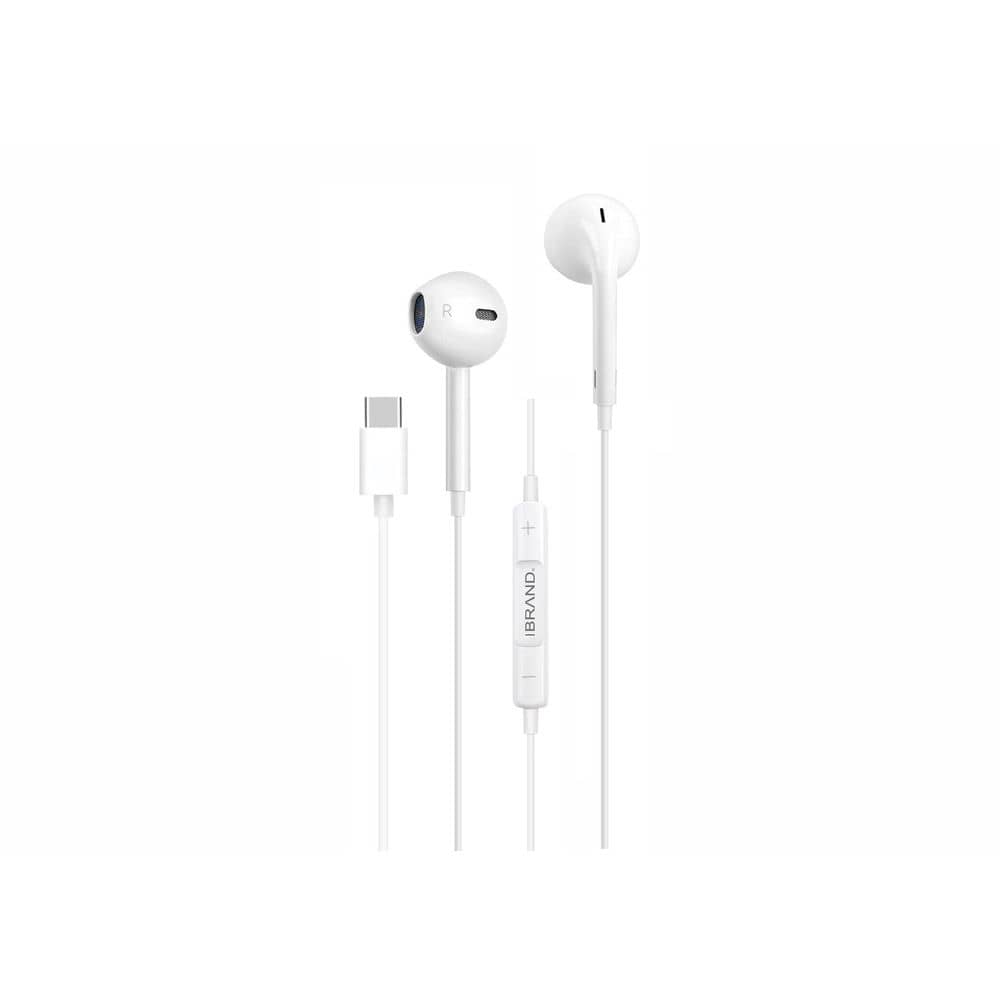 iBrand HF522 Stereo Earphones with USB-C Connector White