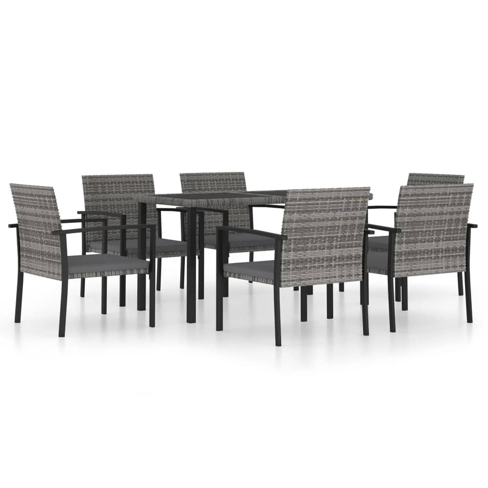 Vidaxl 7 Piece Garden Dining Set Poly Rattan Grey Vidaxl 7 Piece Garden Dining Set Poly Rattan Grey