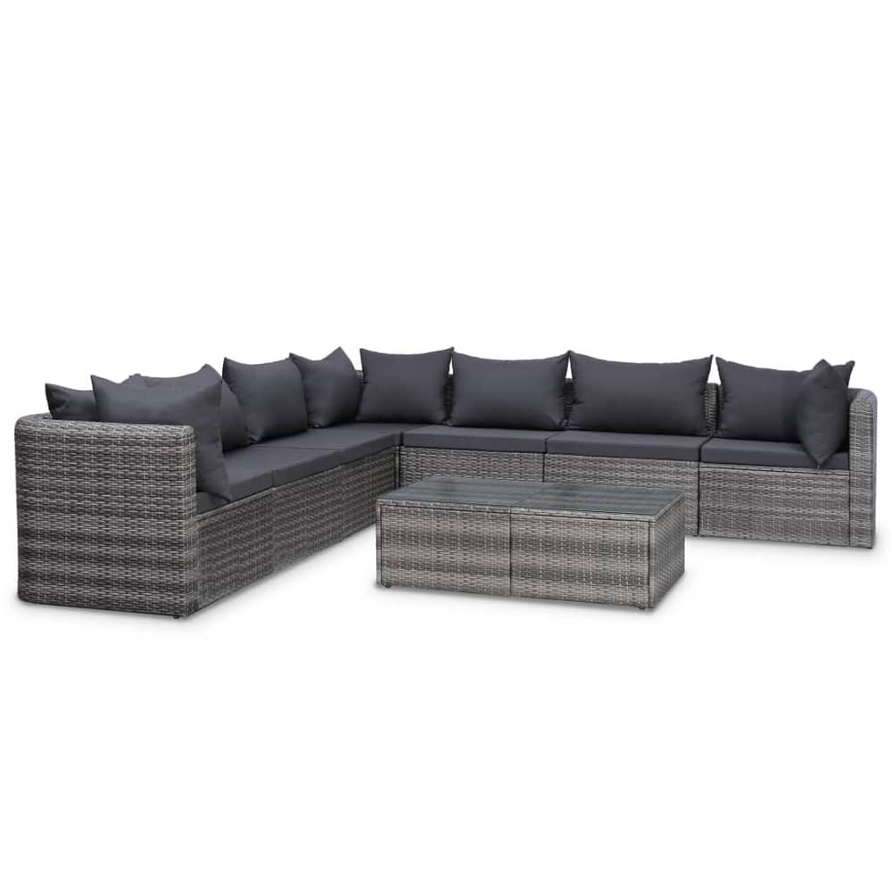Vidaxl 8 Piece Garden Lounge Set With Cushions Poly Rattan Grey