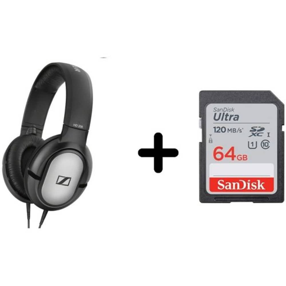 Sennheiser SH-HD-206 Wired In Ear Headset Silver + SDSDUN4-064G-GN6IN 64 GB SD Card