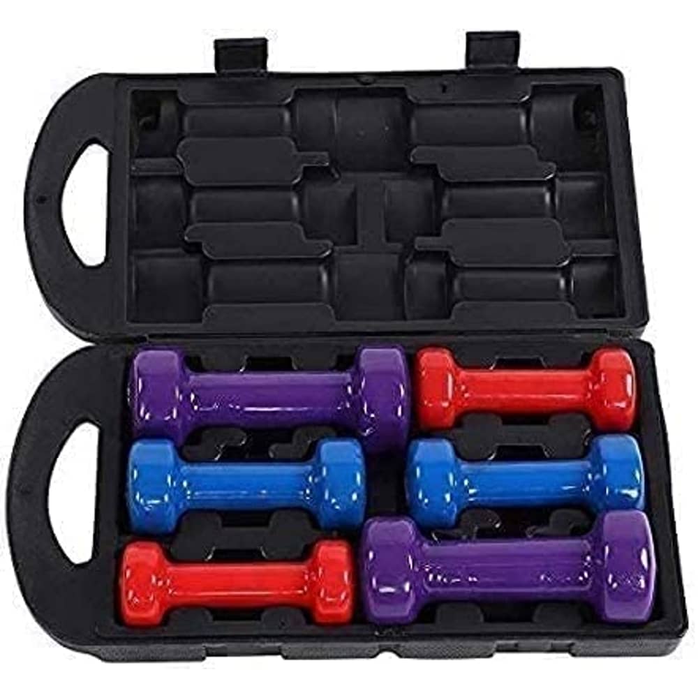 ULTIMAX Dumbbell Hand Weight Set With Carry Case, Vinyl / Neoprene Dipping Dumbbells Set Assorted Colors for home gym - 10KG ULTIMAX Dumbbell Hand Weight Set With Carry Case, Vinyl / Neoprene Dipping Dumbbells Set Assorted Colors for home gym - 10KG