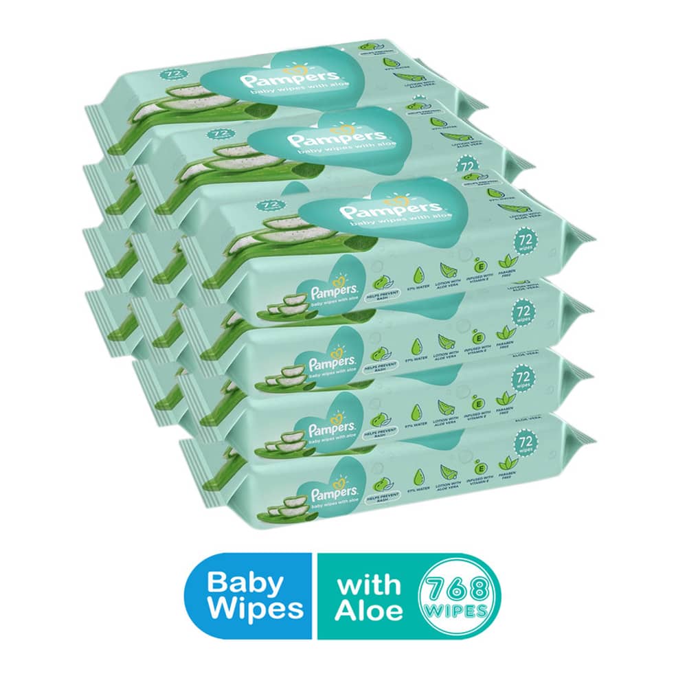 Pampers Baby Gentle Wet Wipes with Aloe Vera, 768 Wipes