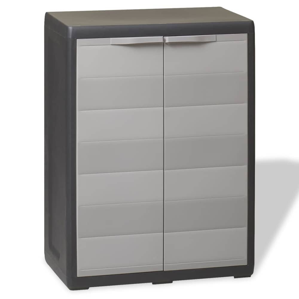Vidaxl Garden Storage Cabinet With 1 Shelf Black And Grey