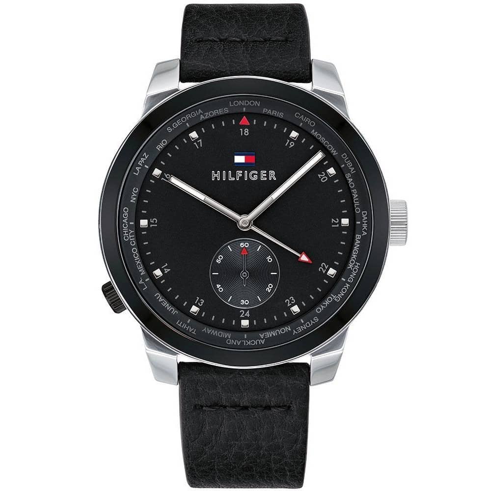 Tommy Hilfiger Denpi Black Leather Watch For Men 1791552 Tommy Hilfiger Denpi Black Leather Watch For Men 1791552