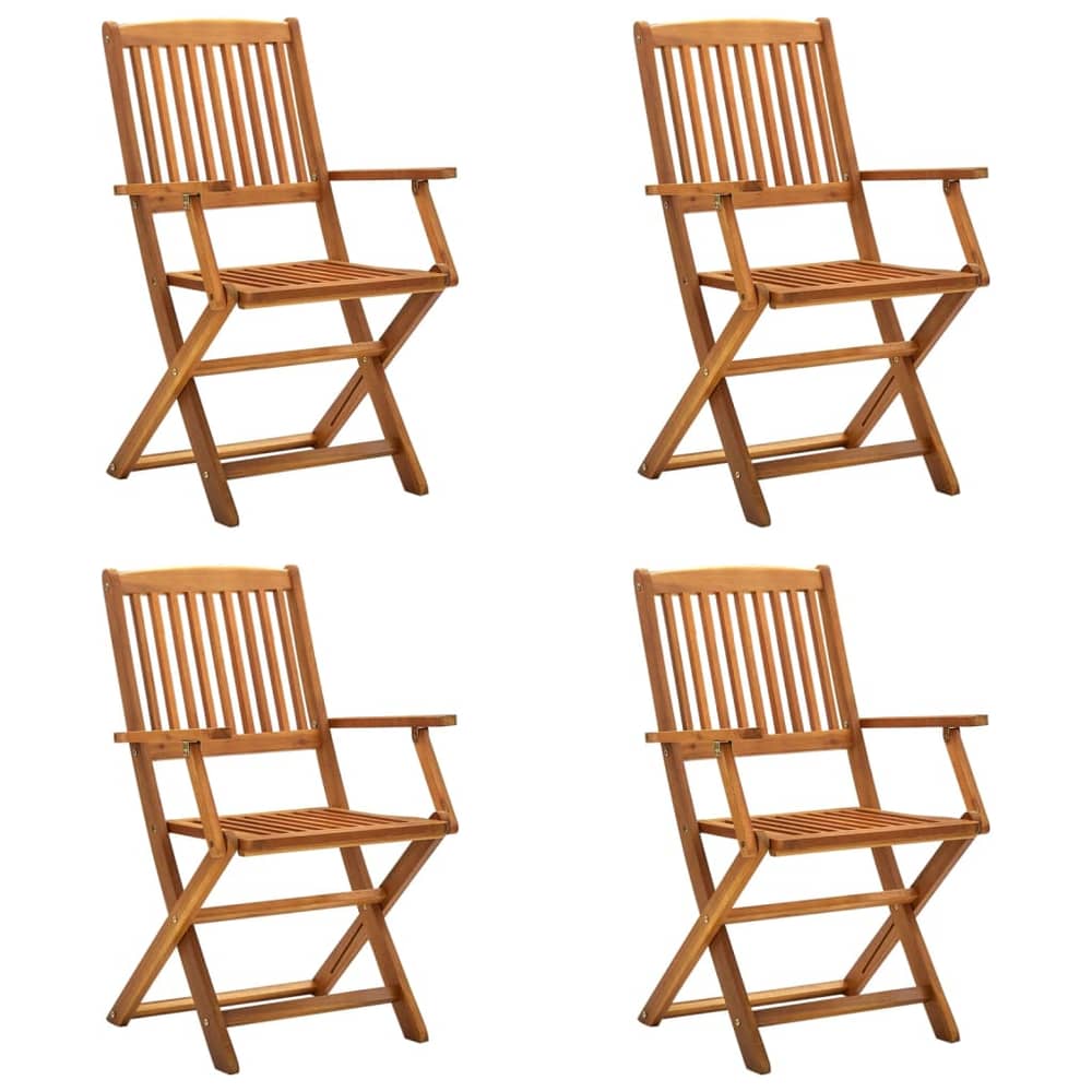 vidaXL Folding Outdoor Chairs 4 pcs Solid Acacia Wood vidaXL Folding Outdoor Chairs 4 pcs Solid Acacia Wood