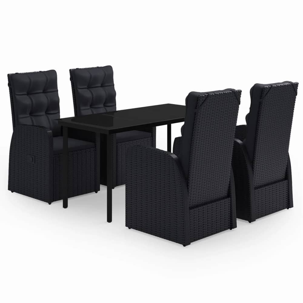 vidaXL 5 Piece Garden Dining Set with Cushions Black vidaXL 5 Piece Garden Dining Set with Cushions Black