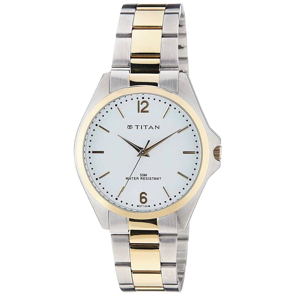 Titan, 9439BM01, Mens Watch Formal Collection Analog, White Dial Silver & Gold Stainless Band Titan, 9439BM01, Mens Watch Formal Collection Analog, White Dial Silver & Gold Stainless Band