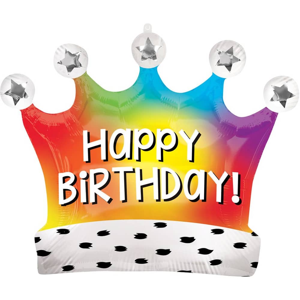 Anagram Birthday Rainbow Crown Supershape Foil Balloon- 27-inch Size