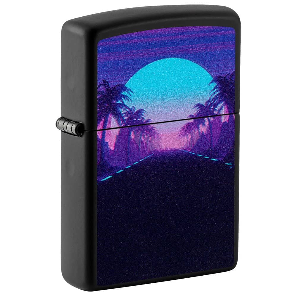 Zippo 49809 Sunset Black Light Design Black Lighter Black Matte Windproof Lighter