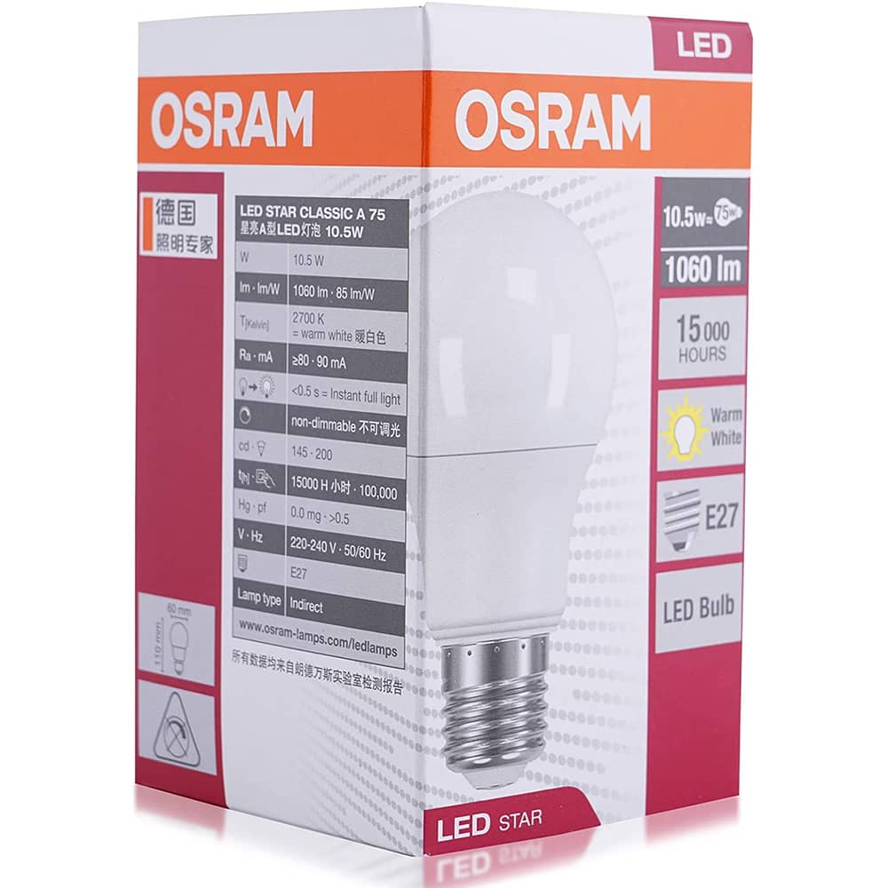 Osram Led Star Clas A 75 Fr 10.5 W/2700k E27 Osram Led Star Clas A 75 Fr 10.5 W/2700k E27