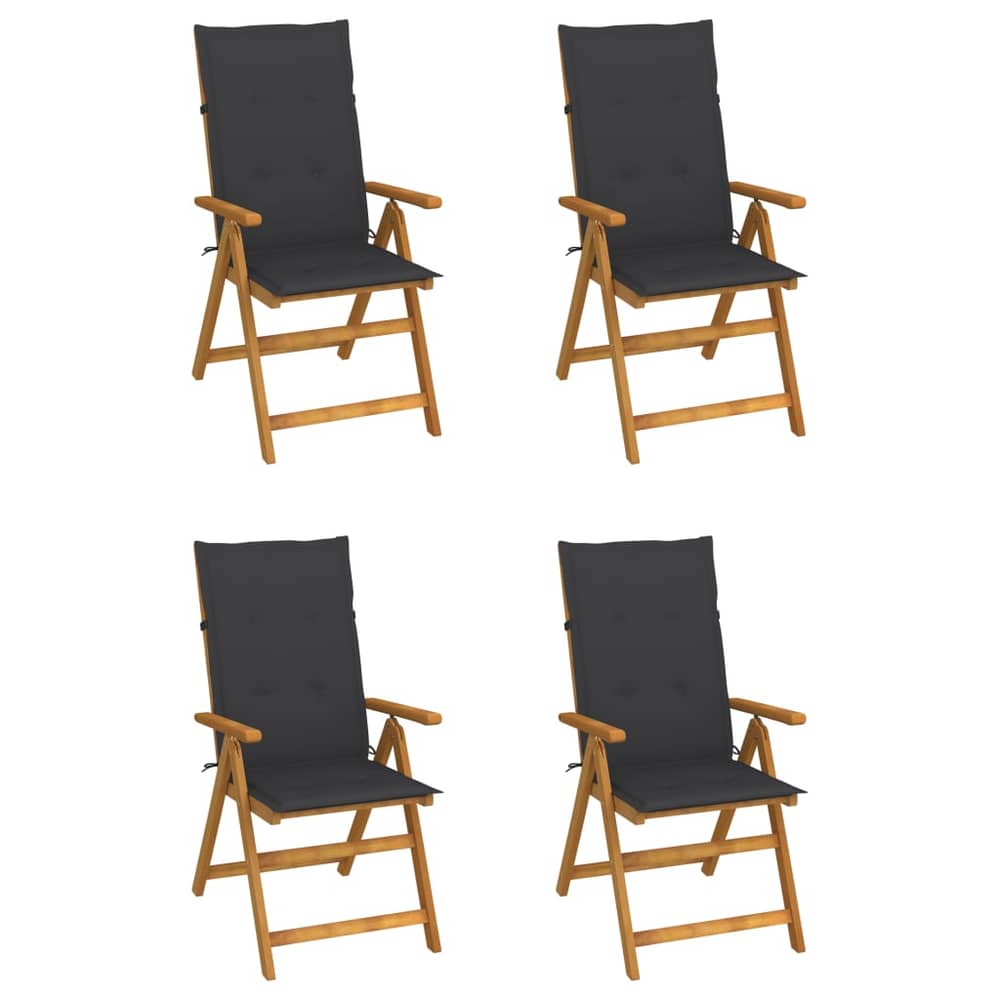 vidaXL Garden Reclining Chairs 4 pcs with Cushions Solid Acacia Wood vidaXL Garden Reclining Chairs 4 pcs with Cushions Solid Acacia Wood