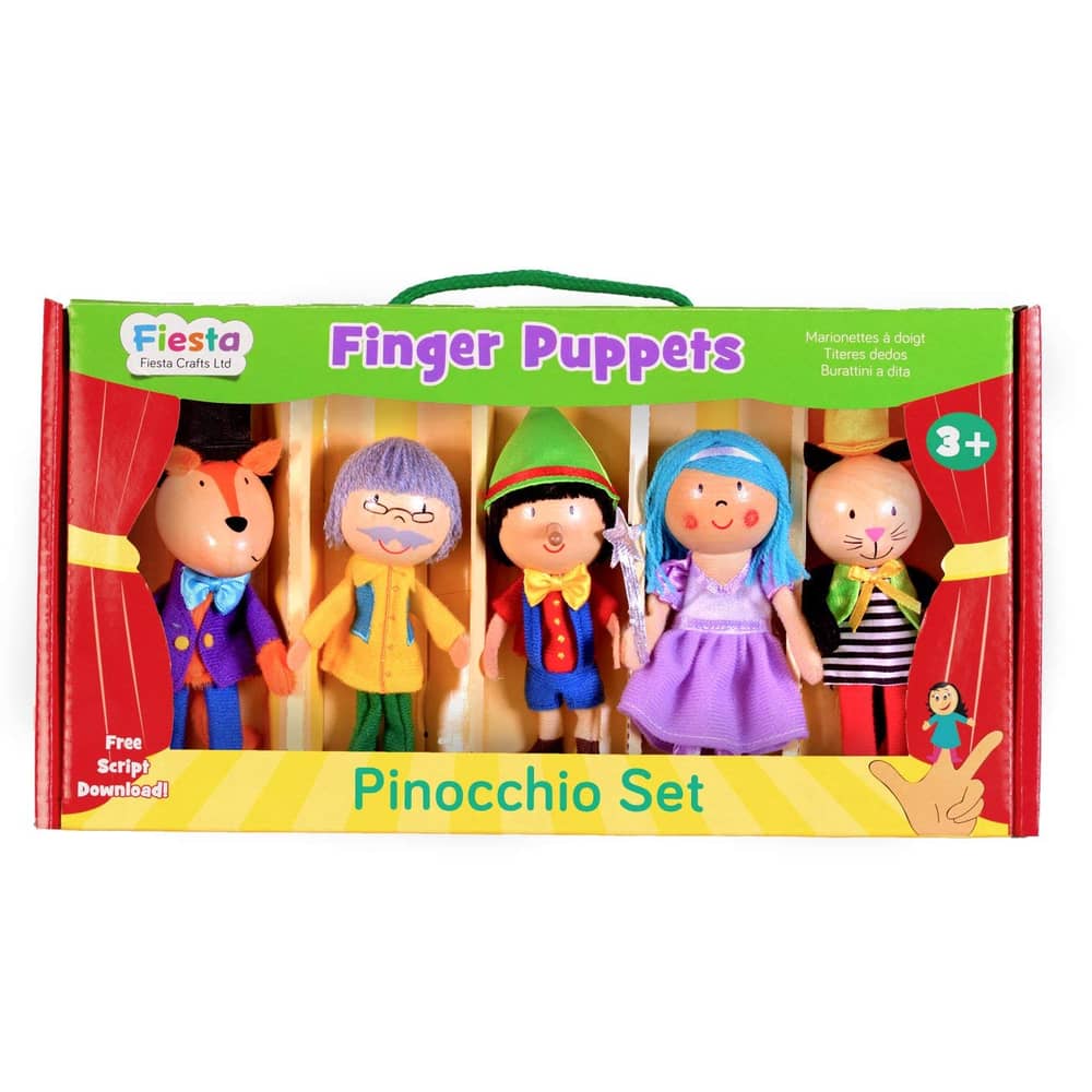 Fiesta Crafts T-2804 Finger Puppet Pinocchio Set 5pcs