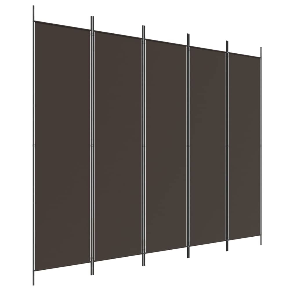 vidaXL 5-Panel Room Divider Brown 250x200 cm Fabric vidaXL 5-Panel Room Divider Brown 250x200 cm Fabric