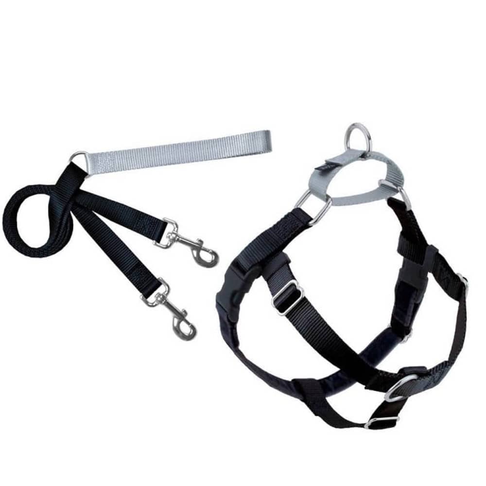 2 Hounds Design Freedom No-Pull Harness and Leash Black XS 5/8