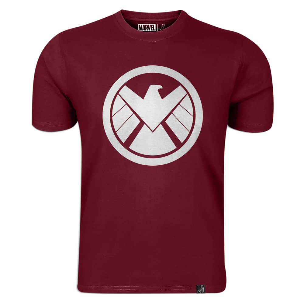 Marvel Shield Logo Men's Round Neck T-shirt Maroon Large