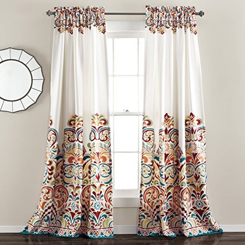 Lush Decor Clara Curtains Paisley Damask Print Bohemian Style Room Darkening Window Panel Set For Living, Dining, Bedroom (Pair), 84 Lush Decor Clara Curtains Paisley Damask Print Bohemian Style Room Darkening Window Panel Set For Living, Dining, Bedroom (Pair), 84